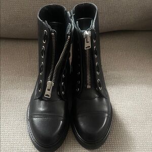 All Saints Black Leather Combat Boots